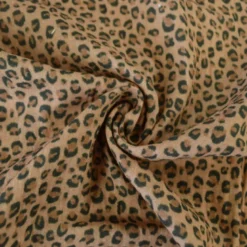 Tissu double gaze de coton Balzac motif Léopard fond camel