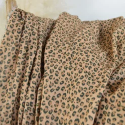 Tissu double gaze de coton Balzac motif Léopard fond camel