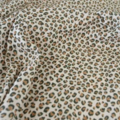 Tissu double gaze de coton Balzac motif Léopard fond écru