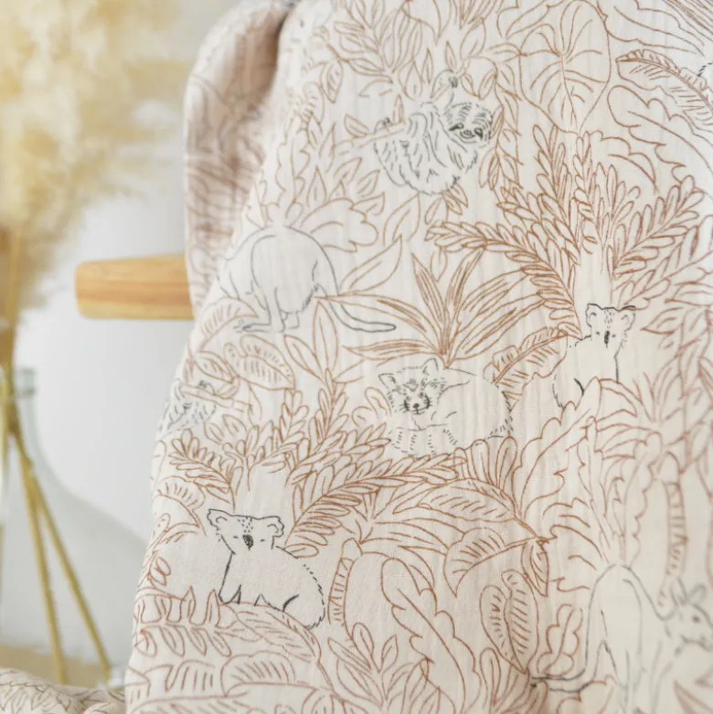 Tissu double gaze de coton Bamako motif animaux et jungle