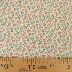 Tissu double gaze de coton Caseille fleurs rose fluo fond écru