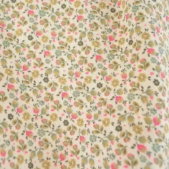 Tissu double gaze de coton Caseille fleurs rose fluo fond écru