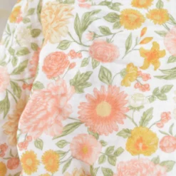 Tissu double gaze de coton Elisabeth motif fleurs tons roses et Abricot