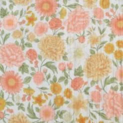 Tissu double gaze de coton Elisabeth motif fleurs tons roses et Abricot