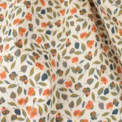 Tissu double gaze de coton Flavie fleurs fond Latté