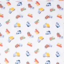 Tissu double gaze de coton Fresh motif camions bleus