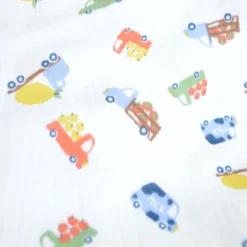 Tissu double gaze de coton Fresh motif camions bleus