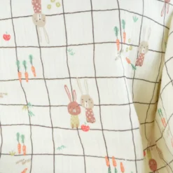 Tissu double gaze de coton Ilyes motif lapins et carreaux