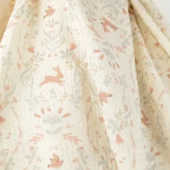 Tissu double gaze de coton Kirsten lapins & oiseaux écru