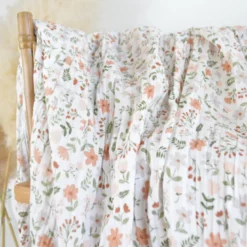 Tissu double gaze de coton Leopold motif fleurs des champs Marsala
