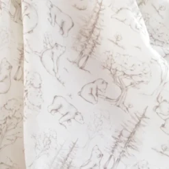Tissu Double Gaze de Coton – Motif Ours et Forêt de Sapins