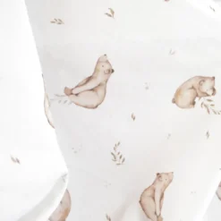 Tissu Double Gaze de Coton – Motif Ours Sauvages – Fond Blanc