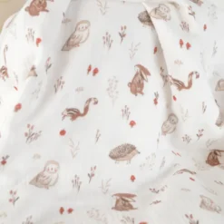 Tissu double gaze de coton Perly animaux de la forêt fond blanc