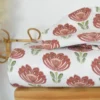 Tissu double gaze Désiré motif fleurs fond blanc cassé - OEKO TEX