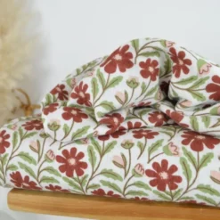 Tissu double gaze Edmond motif fleurs fond blanc cassé - OEKO TEX