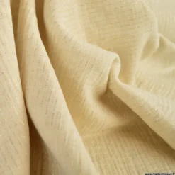 Tissu Double gaze en lin mélangé à rayures Lurex fond Sable