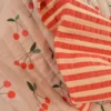 Tissu double gaze matelassé Clafoutis motif cerises et rayures