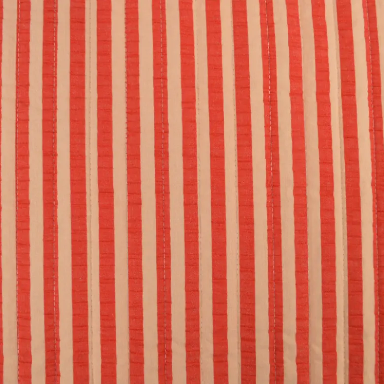 Tissu double gaze matelassé Clafoutis motif cerises et rayures