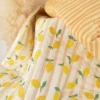 Tissu double gaze matelassé Lime motif citrons