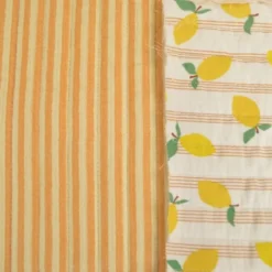 Tissu double gaze matelassé Lime motif citrons