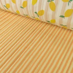 Tissu double gaze matelassé Lime motif citrons