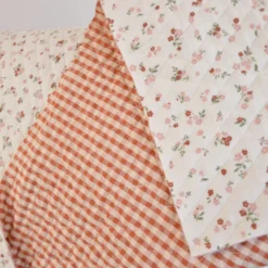 Tissu double gaze matelassé losange Ludivine et Elie cognac - OEKO TEX