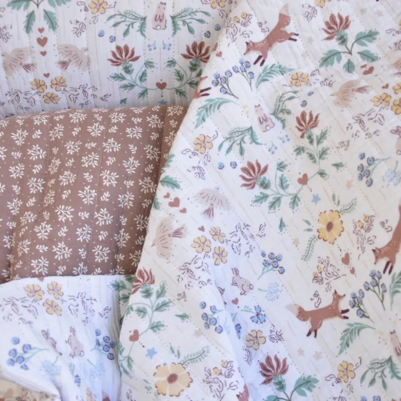 Tissu double gaze matelassé losange Garina et Meesya chataigne
