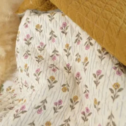 Tissu double gaze matelassé losange fleurs Aesa et uni Havane