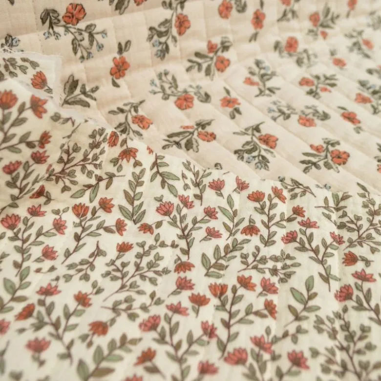 Tissu double gaze matelassé Vertical Lina et Madeleine - Latté et écru
