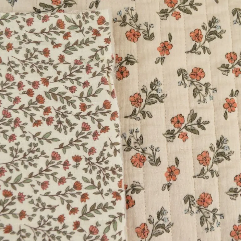 Tissu double gaze matelassé Vertical Lina et Madeleine - Latté et écru