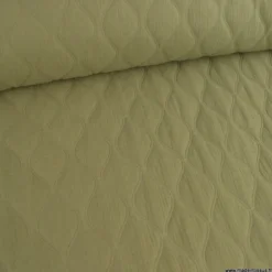 Tissu double gaze matelassé Vert kaki - OEKO TEX