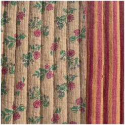 Tissu double gaze matelassé vertical Lina et rayures cassonade