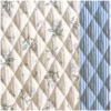 Tissu double gaze matelassé Vertical Amina et envers à rayures bleu