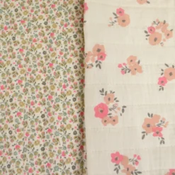 Tissu double gaze matelassé Vertical Molisa et Caseille motif fleurs