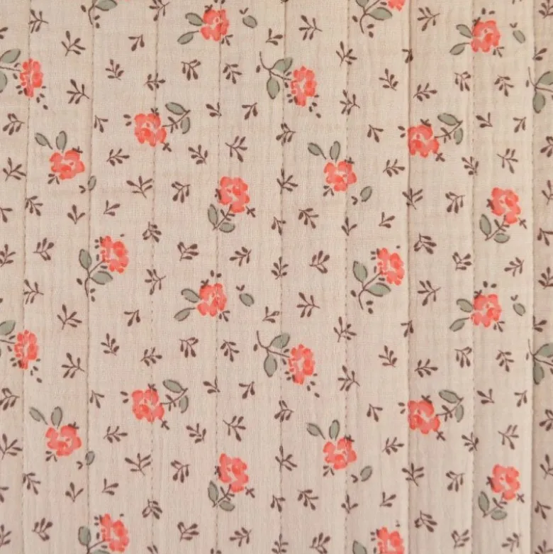 Tissu double gaze matelassé Vertical Olympe fleurs et seersucker rose
