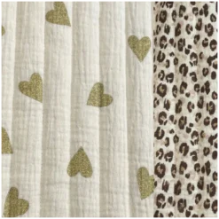 Tissu double gaze matelassé Yoon coeurs doré envers Karli léopard - OEKO TEX