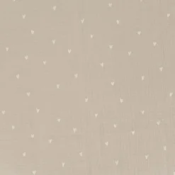 Tissu double gaze motif coeurs fond beige - OEKO TEX