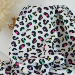 Tissu double gaze motif léopard multi fond blanc cassé - OEKO TEX
