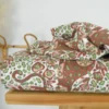 Tissu double gaze motif léopard et panthère terracotta et vert - OEKO TEX