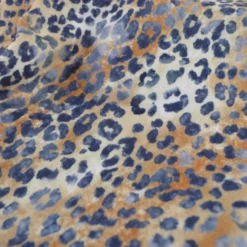Tissu double gaze motif léopard Sable et bleu marine