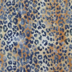 Tissu double gaze motif léopard Sable et bleu marine