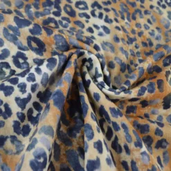 Tissu double gaze motif léopard Sable et bleu marine