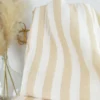 Tissu double gaze motif rayures beige et blanc - OEKO TEX