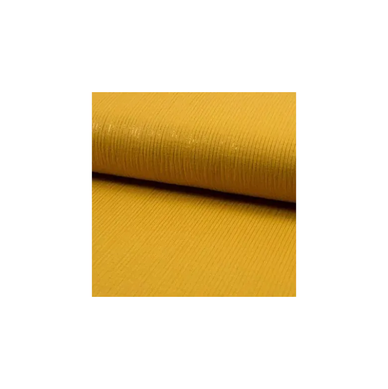 Tissu Double gaze à rayures Lurex fond Moutarde