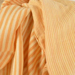 Tissu Double gaze réversible à rayures Lemon et mangue - OEKO TEX