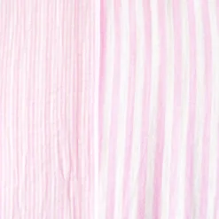 Tissu Double gaze réversible à rayures Bubblegum et blanc - OEKO TEX