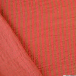 Tissu Double gaze réversible à rayures Havane et Hibiscus - OEKO TEX