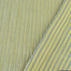 Tissu Double gaze réversible à rayures Baltique et Lemon - OEKO TEX