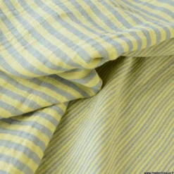 Tissu Double gaze réversible à rayures Baltique et Lemon - OEKO TEX