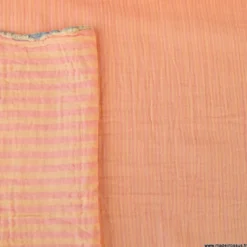 Tissu Double gaze réversible à rayures Melon et Sorbet - OEKO TEX
